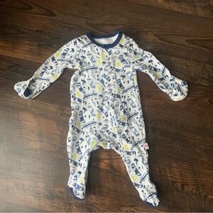 Magnetic Me Newborn Footed Onesie Blue Skateboard